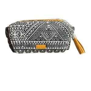 NWOT Silpada  Magnetic Makeup Bag Mirror Zipper Closure Tribal Geometric Enthnic